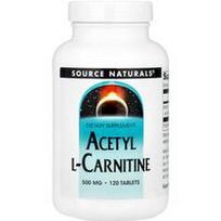 Source Naturals, Acetil-L-karnitinas, 500 mg, 120 tablečių