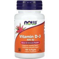 NOW Foods, Vitaminas D-3, 400 TV, 180 minkštųjų gelių