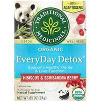 Traditional Medicinals, Organinė „EveryDay Detox®“, hibisko ir citrinžolės uogų arbata, be kofeino, 16 suvyniotų arbatos pakelių, 24 g