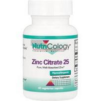 Nutricology, Cinko citratas 25, 25 mg, 60 vegetariškų kapsulių