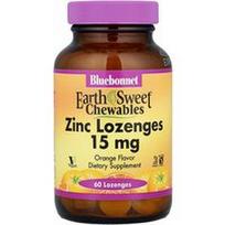 Bluebonnet Nutrition, „EarthSweet®“ kramtomosios tabletės, cinko pastilės, apelsinų skonio, 60 pastilių