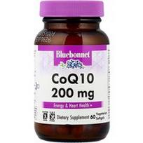 Bluebonnet Nutrition, CoQ10, 200 mg, 60 vegetariškų minkštųjų kapsulių