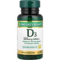 Nature's Bounty, Vitaminas D3, 125 mcg (5000 TV), 150 greito atpalaidavimo minkštųjų kapsulių