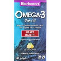 Bluebonnet Nutrition, Omega-3 žuvų taukai, širdies sveikatai, citrinų skonio, 120 minkštųjų kapsulių (1000 mg vienoje minkštojoje kapsulėje)