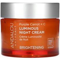 Andalou Naturals, Šviečiantis naktinis kremas, violetinė morka + C, šviesinantis, 1.7 fl oz (50 ml)