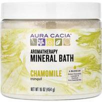 Aura Cacia, aromaterapinė mineralinė vonios druska, raminančios ramunėlės, 454 g