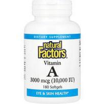 Natural Factors, Vitaminas A, 3000 mcg (10 000 TV), 180 minkštųjų gelių