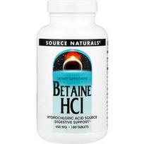 Source Naturals, Betaino HCl, 650 mg, 180 tablečių