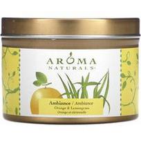 Aroma Naturals, „Soy VegePure“, kelioninė skardinė žvakė, „Ambiance“, apelsinų ir citrinžolės skonio, 79,38 g