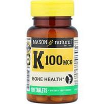 Mason Natural, Vitaminas K, 100 mcg, 100 tablečių