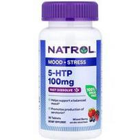 Natrol, 5-HTP, greitai tirpstantis, mišrių uogų skonio, 100 mg, 30 tablečių