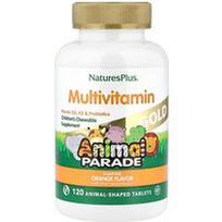 NaturesPlus, „Animal Parade® Gold“, kramtomi multivitaminai vaikams, apelsinų skonio, 120 gyvūnų formos tablečių