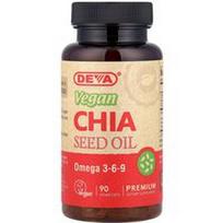 Deva, Aukščiausios kokybės veganiškas chia sėklų aliejus, 90 veganiškų kapsulių (500 mg vienoje kapsulėje)