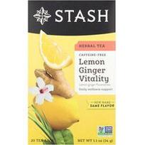 Stash Tea, Žolelių arbata, citrinų ir imbiero, be kofeino, 20 arbatos pakelių, 34 g