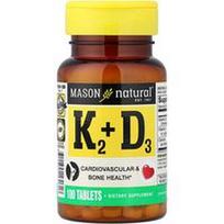 Mason Natural, Vitaminas K2 Plus Vitaminas D3, 100 tablečių