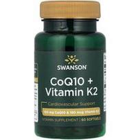 Swanson Vitamins, CoQ10 + vitaminas K2, 60 minkštųjų gelių