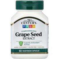 21st Century, Vynuogių sėklų ekstraktas, standartizuotas, 60 vegetariškų kapsulių (50 mg vienoje kapsulėje)