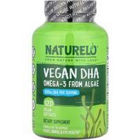 NATURELO, Veganiškas DHR, Omega-3 iš dumblių, 120 veganiškų minkštųjų gelių (400 mg viename minkštajame gelyje)