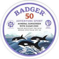 Badger, Adventure Sport, mineralinis kremas nuo saulės su skaidriu cinku, SPF 50, bekvapis, 2.4 oz (68 g)
