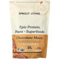 Sprout Living, „Epic Protein®“, augalinis + supermaistas, šokoladinis maka, 456 g