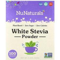 NuNaturals, Baltosios stevijos milteliai, 100 pakelių, 100 g (3,5 uncijos)