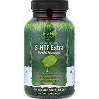 Irwin Naturals, Dvigubo stiprumo, 5-HTP Extra®, 60 skystų minkštųjų kapsulių