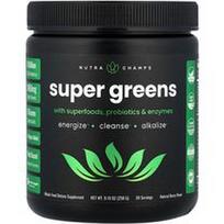 NutraChamps, Super žalumynai su supermaistu, probiotikais ir fermentais, natūralios uogos, 9.10 oz (258 g)