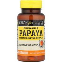 Mason Natural, Kramtomoji papaja, virškinimo fermentų kompleksas, persikas, 100 kramtomųjų medžiagų