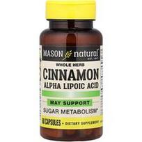 Mason Natural, Cinamono alfa lipoinė rūgštis, 60 kapsulių