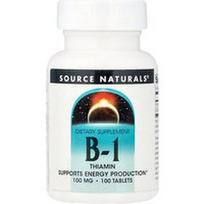 Source Naturals, Vitaminas B-1Tiaminas, 100 tablečių