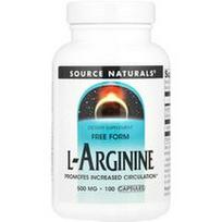 Source Naturals, L-argininas, laisvos formos, 100 kapsulių