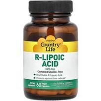 Country Life, R-lipoinė rūgštis, 100 mg, 60 veganiškų kapsulių