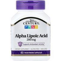 21st Century, Alfa lipoinė rūgštis, 200 mg, 60 vegetariškų kapsulių