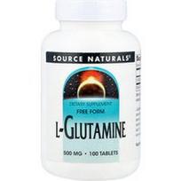 Source Naturals, L-glutaminas, 500 mg, 100 tablečių