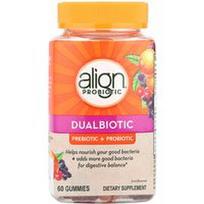 Align Probiotics, Dualbiotic, Prebiotikas + Probiotikas, Vaisiai, 60 guminukų