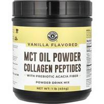 Left Coast Performance, MCT aliejaus miltelių pavidalo kolageno peptidai su prebiotinėmis akacijų skaidulomis, vanilės skonio, 454 g