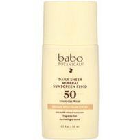 Babo Botanicals, Daily Sheer mineralinis apsaugos nuo saulės skystis, SPF 50, be kvapiųjų medžiagų, 1,7 fl oz (50 ml)
