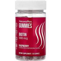 NaturesPlus, Biotino guminukai, avietės, 5,000 mcg, 60 guminukų