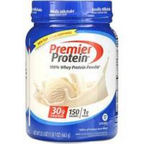 Premier Protein, 100% išrūgų baltymų milteliai, vanilinis pieno kokteilis, 1 svaras 7 uncijos (663 g)