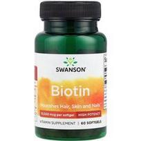 Swanson Vitamins, Biotinas, 10 000 mcg, 60 minkštųjų kapsulių