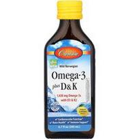 Carlson, Laukinis norvegiškas Omega 3 Plus D ir K, natūralios citrinos skonio, 200 ml