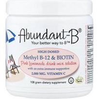 Sufficient C, „Abundant-B®“ didelės dozės metil B-12 ir biotino gėrimų mišinys, rausvas limonadas, 108 g