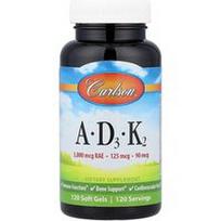 Carlson, Vitaminai A - D3 - K2, 120 minkštųjų kapsulių