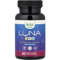 Nested Naturals, Luna Kids, miego pagalbos guminukai su melatoninu, mišrios uogos, 60 veganiškų guminukų