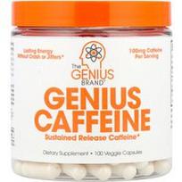 The Genius Brand, Genius kofeinas, 100 mg, 100 daržovių kapsulių