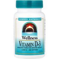 Source Naturals, Sveikatingumas, Vitaminas D-3, 50 mcg (2,000 TV), 200 minkštųjų gelių