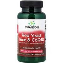 Swanson Vitamins, Raudonųjų mielių ryžiai ir kofermentas Q10 su margainiu ir alfa lipoine rūgštimi, 60 veganiškų kapsulių