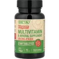Deva, Veganiškas multivitaminų ir mineralų papildas, be geležies, 90 mažų tablečių