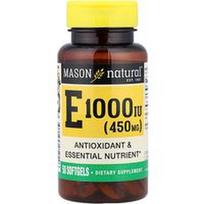 Mason Natural, Vitaminas E, 450 mg (1 000 TV), 50 minkštųjų gelių
