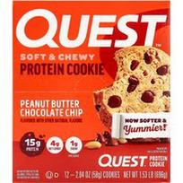 Quest Nutrition, Baltyminis sausainis, žemės riešutų sviesto šokolado drožlės, 12 sausainių, po 2,04 uncijos (58 g)